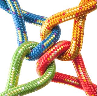 colorful, interlocking rope - blue, yellow, red, green